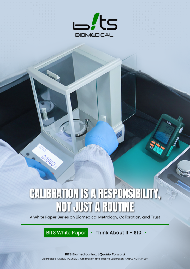 White paper cover titled “Calibration Is a Responsibility, Not Just a Routine” by BITS Biomedical.